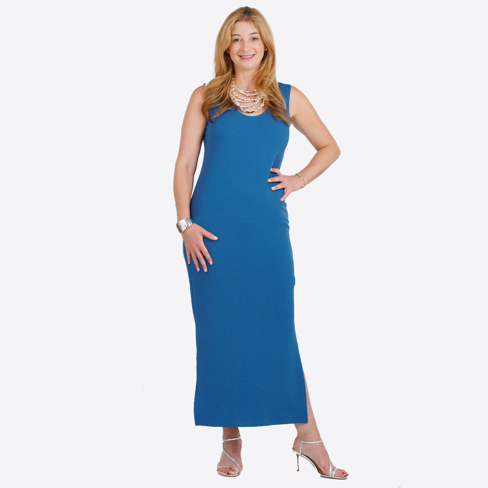 Slinky® Brand Liverpool Crepe Knit Maxi Tank Dress with Side Slits
