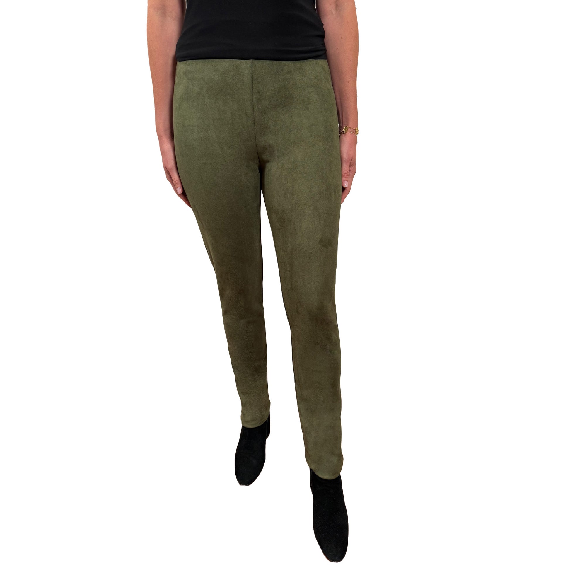 Slinky® Brand Faux Suede Skinny Pant With Elastic Waist