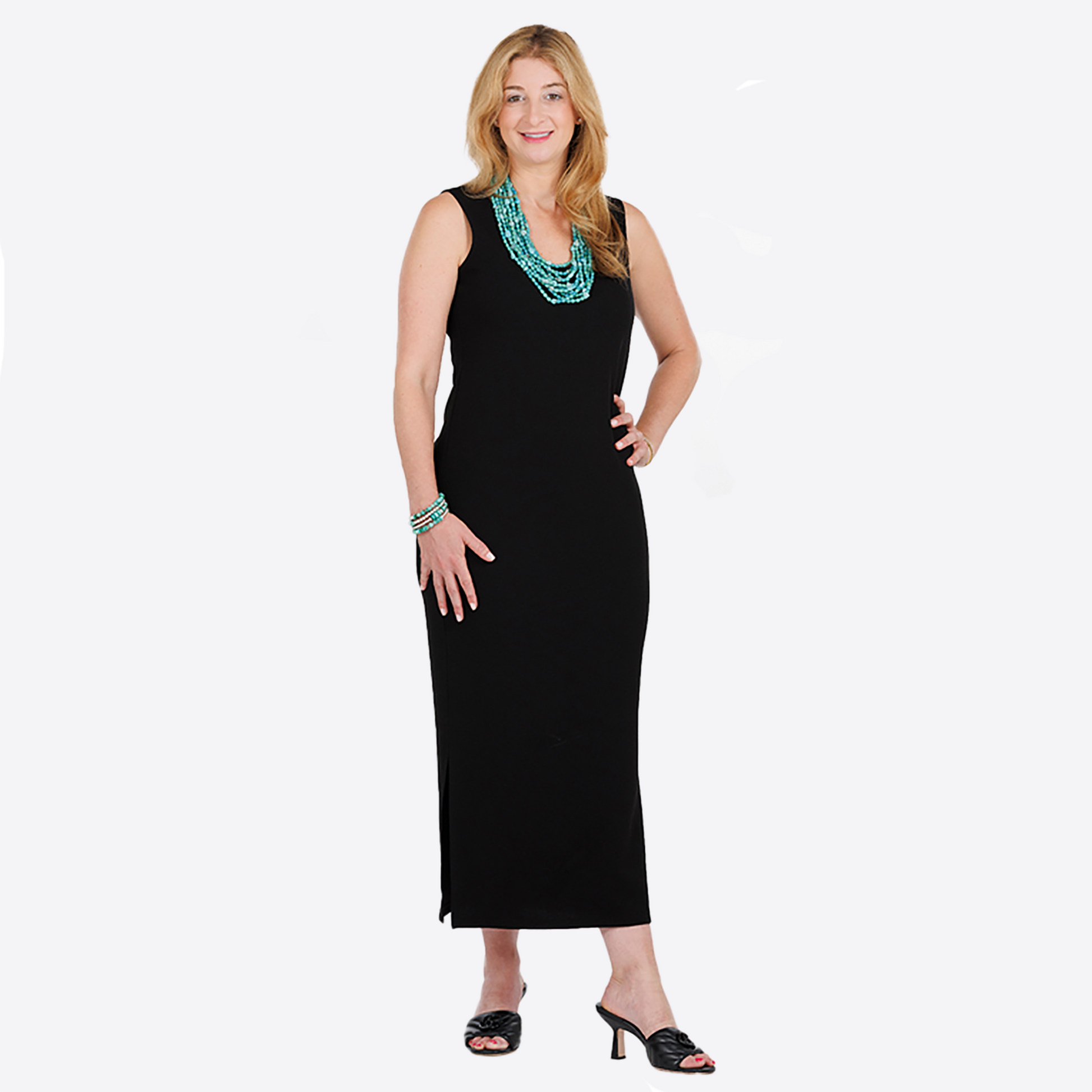 Slinky® Brand Liverpool Crepe Knit Maxi Tank Dress with Side Slits