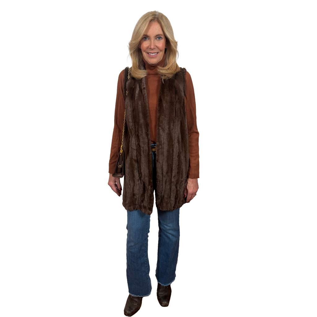 Slinky® Brand Mink Faux Fur Sleeveless Vest