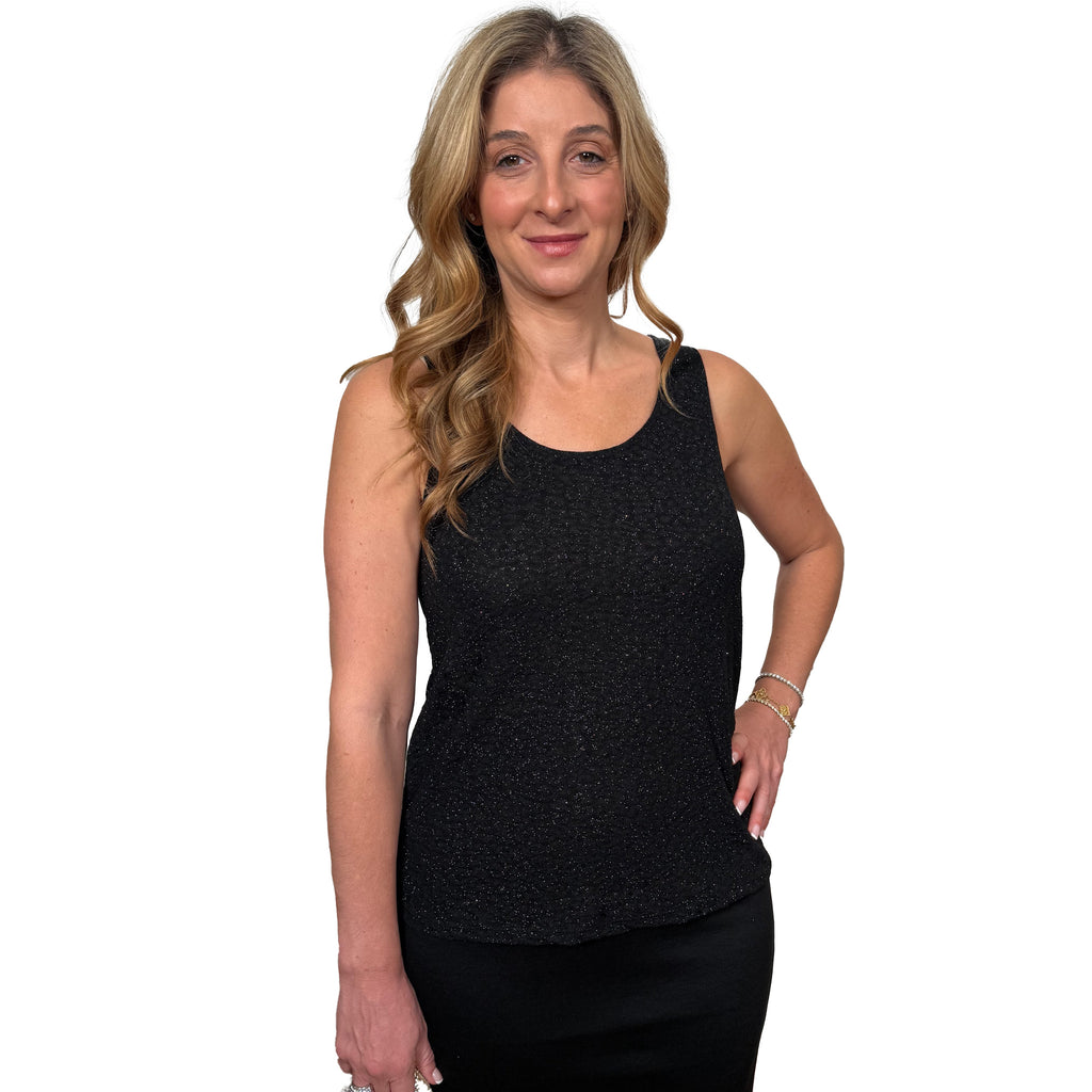 Slinky®Brand Two Piece Set  ¾ Slv Sparkle Jacket with Side Slits and Sparkle Tank