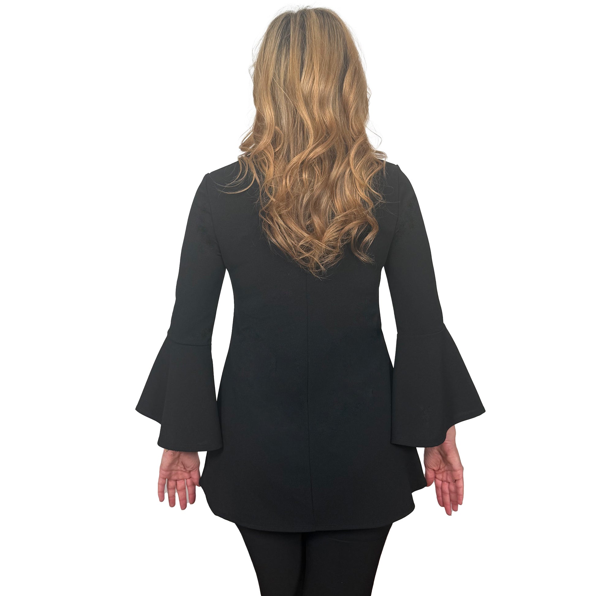 Slinky® Brand Luxe Crepe Glamour Bell Sleeve Tunic with Hi-Low Hem