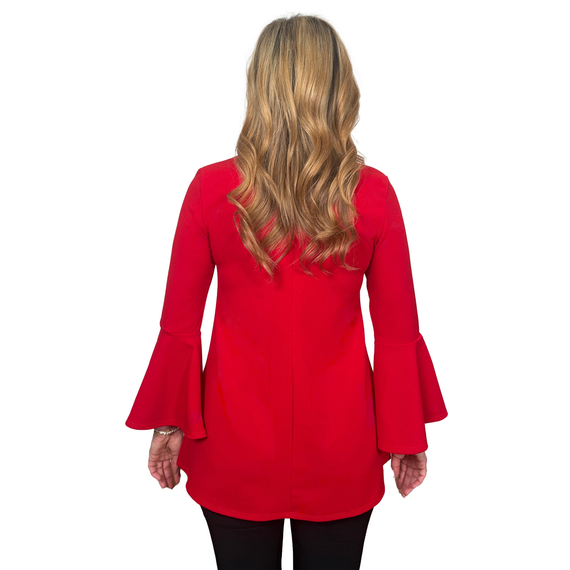 Slinky® Brand Luxe Crepe Glamour Bell Sleeve Tunic with Hi-Low Hem