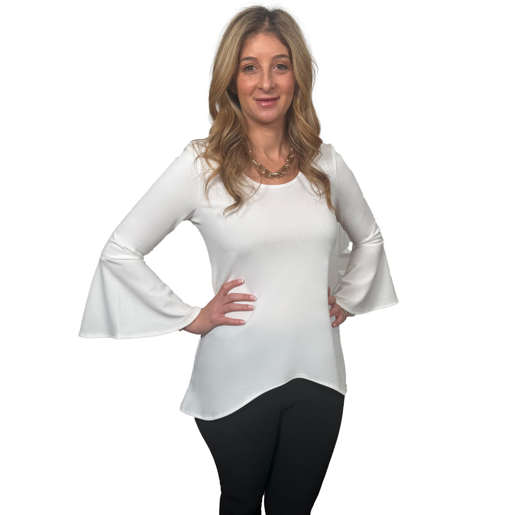 Slinky® Brand Luxe Crepe Glamour Bell Sleeve Tunic with Hi-Low Hem